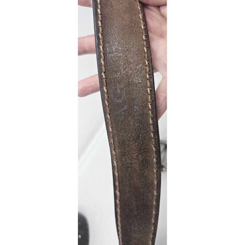 American Eagle Brown Leather Mens Belt Eagle Size 32 Y2k Classic Stitched - Picture 10 of 14